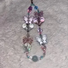 ビーズストラップ　携帯ストラップ　韓国　y2k スクバ　ピンク　水色　紫
