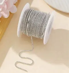 ラインストーンチェーン　1.5mm シルバー　60cm ダイヤレーン