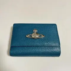 Vivienne Westwood ターコイズブルーグラデーションがま口折り財布
