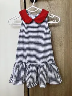 babyGap ストライプ ワンピース 6-12ヶ月 赤襟 フリル付き