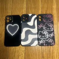 iPhone12ケース 3点セット ハート ゼブラ ハローキティ