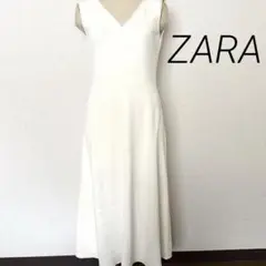 ZARA ホワイト ノースリーブ フレアワンピース