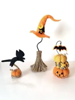 ハロウィン３点セット34匿名配送 ハンドメイド　 ハロウィンリース　黒猫