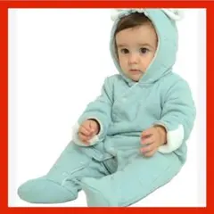 ✨新品 ベビー服 長袖 ロンパース 前開き 新生児 足付き フード付き