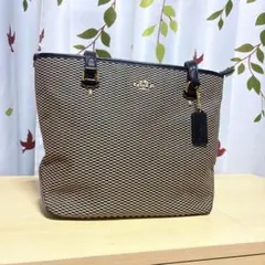 COACH トートバッグ F20936 ブラック ベージュ キャンバス レザー