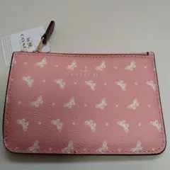 COACH 蝶模様 コインケース ピンク　新品箱無し