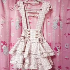 LIZLISA はしごリボンギンガムティアードスカパン スカート　ピンク