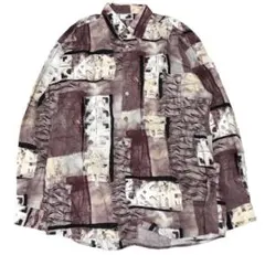VINTAGE デザイン古着 総柄シャツ 個性派 アート archive y2K