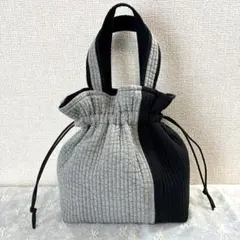 ハンドメイド ヌビバッグ 巾着バッグ トートバッグ 底板付き ブラック