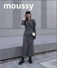 ✨未使用❤️マウジー　NECK TIE PUFF ロングワンピース　グレー　リボン