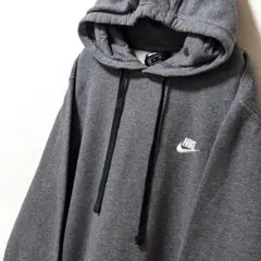 ナイキ NIKE ロゴ刺繍 スウェットパーカー グレー 灰色 古着