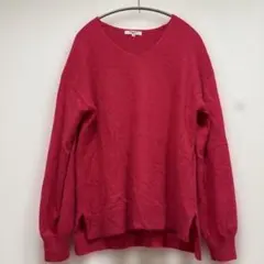 NATURAL BEAUTY BASIC Vネックニット ピンク M
