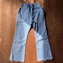 セラフ キッズ ロングパンツ ハート刺繍 スカラップ裾 ブルー