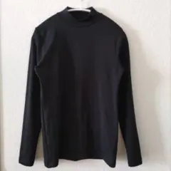 無印良品/MUJI　ハイネック長袖Tシャツ　起毛フライス編み　黒