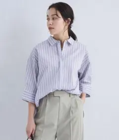 green label relaxing ストライプ ドルマン シャツ