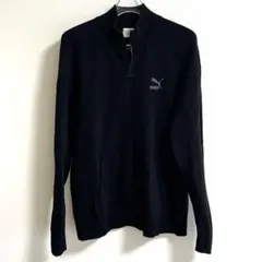 PUMA プーマ ジップアップ長袖ニットジャージ ブラック メンズ46 美良品