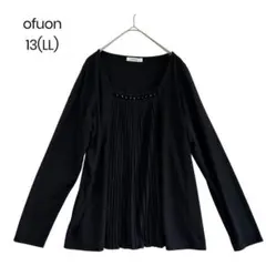 【ofuon】スクエアネック 黒 トップス フロントタック13(LL)a0784