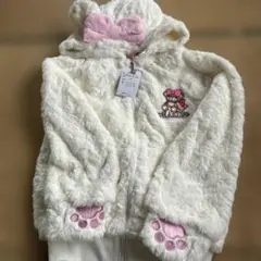 耳付きボアブルゾン140白