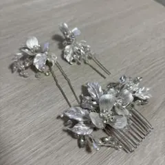 シルバー花モチーフヘッドドレスセット