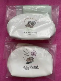 DHC チップ＆デール ポーチ＆タオルハンカチ ピンク＆グリーン　2個セット