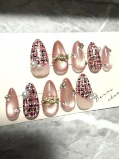 ツイード柄♡マグネット ネイルチップセット