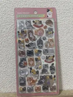 和柄ボンボンドロップシール　猫ボンボンドロップシール　和柄猫