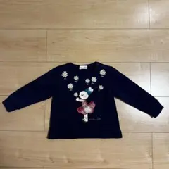花柄刺繍付きネイビー長袖トレーナー