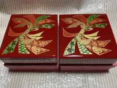 [未使用品] 昭和レトロ　重箱　赤色　2個