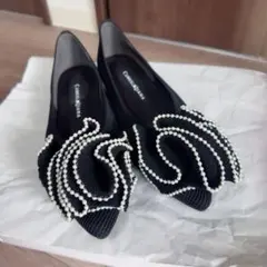 CUMUU DIANA バックベルトニットシューズ　パール　黒 CUMUU DIANA バックベルトニットシューズ パール 黒 - メルカリ