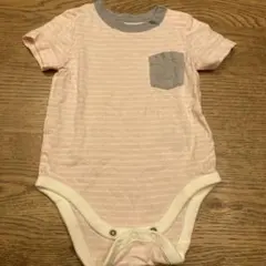 babyGap ピンクボーダーロンパース 60cm