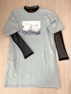 repipi armario グレー 花柄Tシャツワンピース M