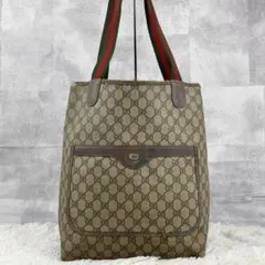 超希少品 OLD GUCCI PVC トートバッグ シェリーライン 茶