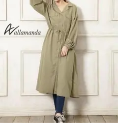 allamanda新品タグ付き サテン開襟ドロストロング/SH シャツワンピース