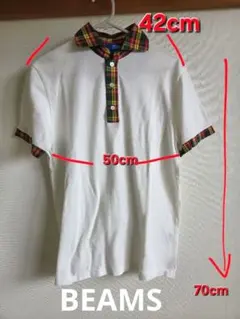 新品.未使用品☆BEAMS チェック襟 半袖ポロシャツのサムネイル