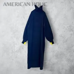 【ANERICAN HOLIC】　バイパチモックネックニットワンピース