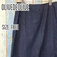 Ｌ36☆オリーブデオリーブ☆ラップ風フリルデニムスカート☆FREE☆日本製のサムネイル