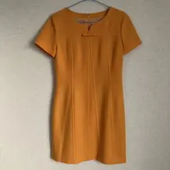 courrèges オレンジ ひざ丈ワンピース 半袖　レトロ
