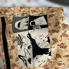 新品未使用❣️カワグチミヤコ❣️ハンドメイド花柄モノクロイラスト トートバッグ