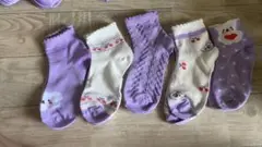 レディースソックス5足セット まとめ売り パープル15-18cm