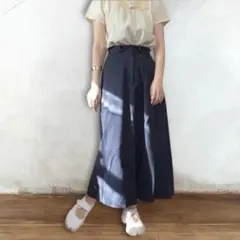 ローラアシュレイ Aラインロングスカート 古着 レトロ ネイビー