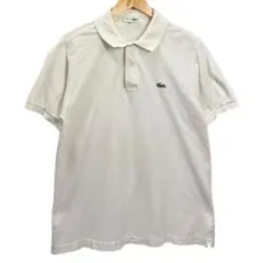 フランス製 CHEMISE LACOSTE ポロシャツサイズ4 白フレラコ鹿の子