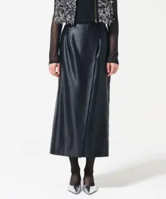 新品　grace continental コーティングラップスカート ブラック