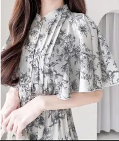 mily bilet 花柄フレア袖ワンピース オフホワイト　大人ガーリー　XL