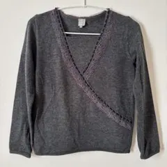 COMME CA カシュクール風ニット☆チャコールグレー☆9号
