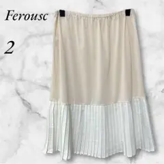 オンワード樫山　インナースカート　プリーツ　ひざ丈　２　ベージュ/ホワイト