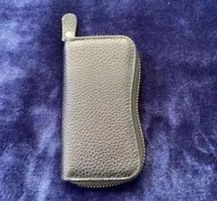 グレー レザー ジッパー式キーケース