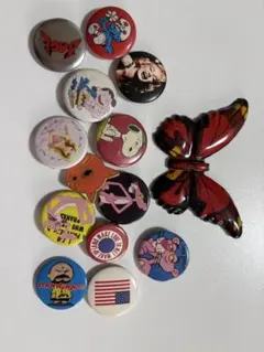 キャラクターピンバッジ12個セット　ヴィンテージ風