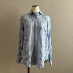 UNTITLED アンタイトル コットン ストライプシャツ ブルー 長袖シャツ