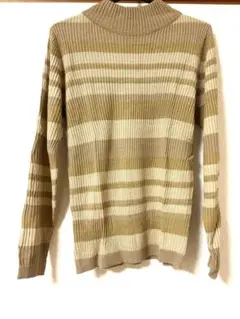 r・p・s ハイネックリブ編みボーダーニット トップス 長袖