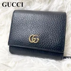 【極美品】グッチ 折り財布 GGマーモント レザー ブラック